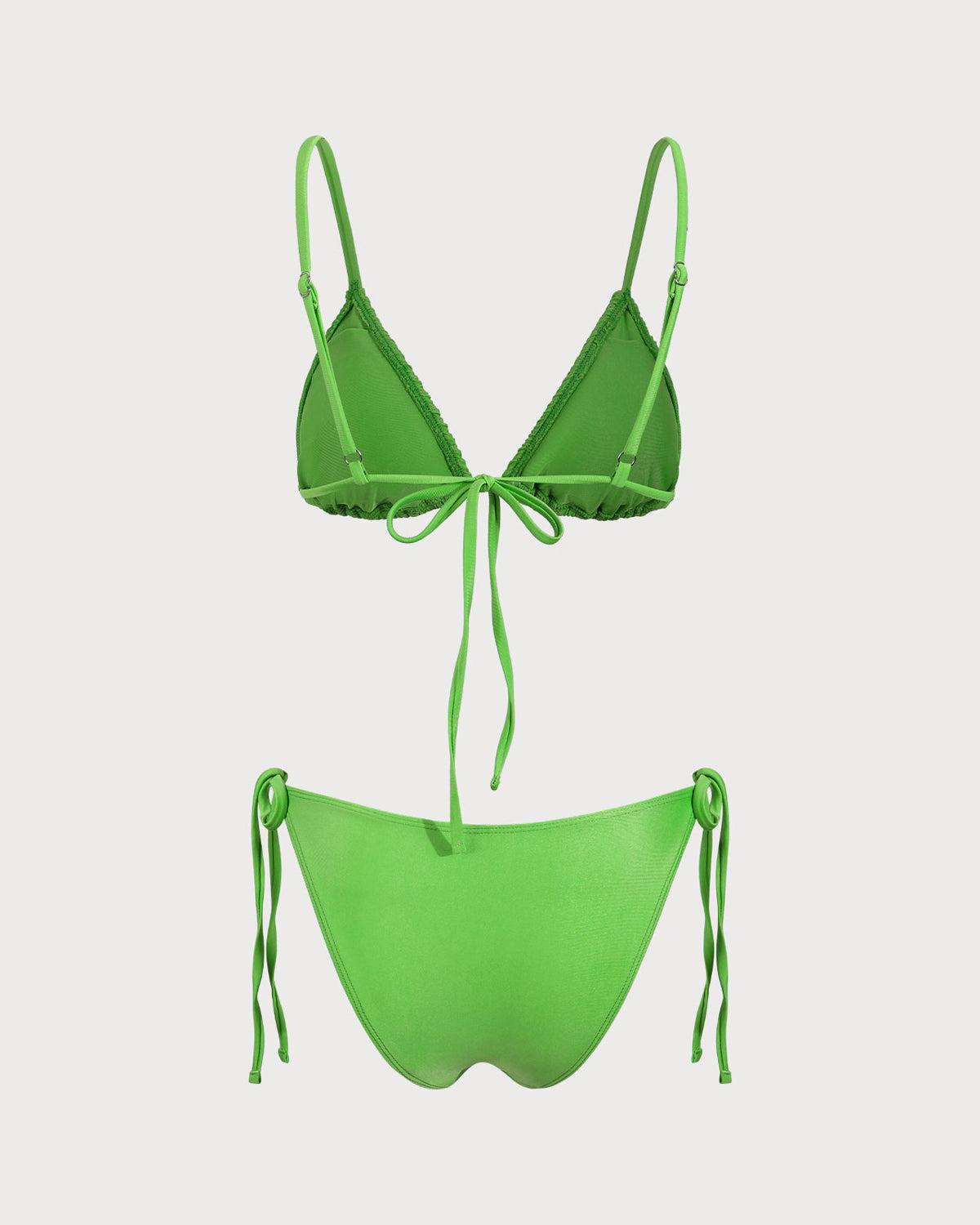 Green Ruched Knot Bikini Set Product Image