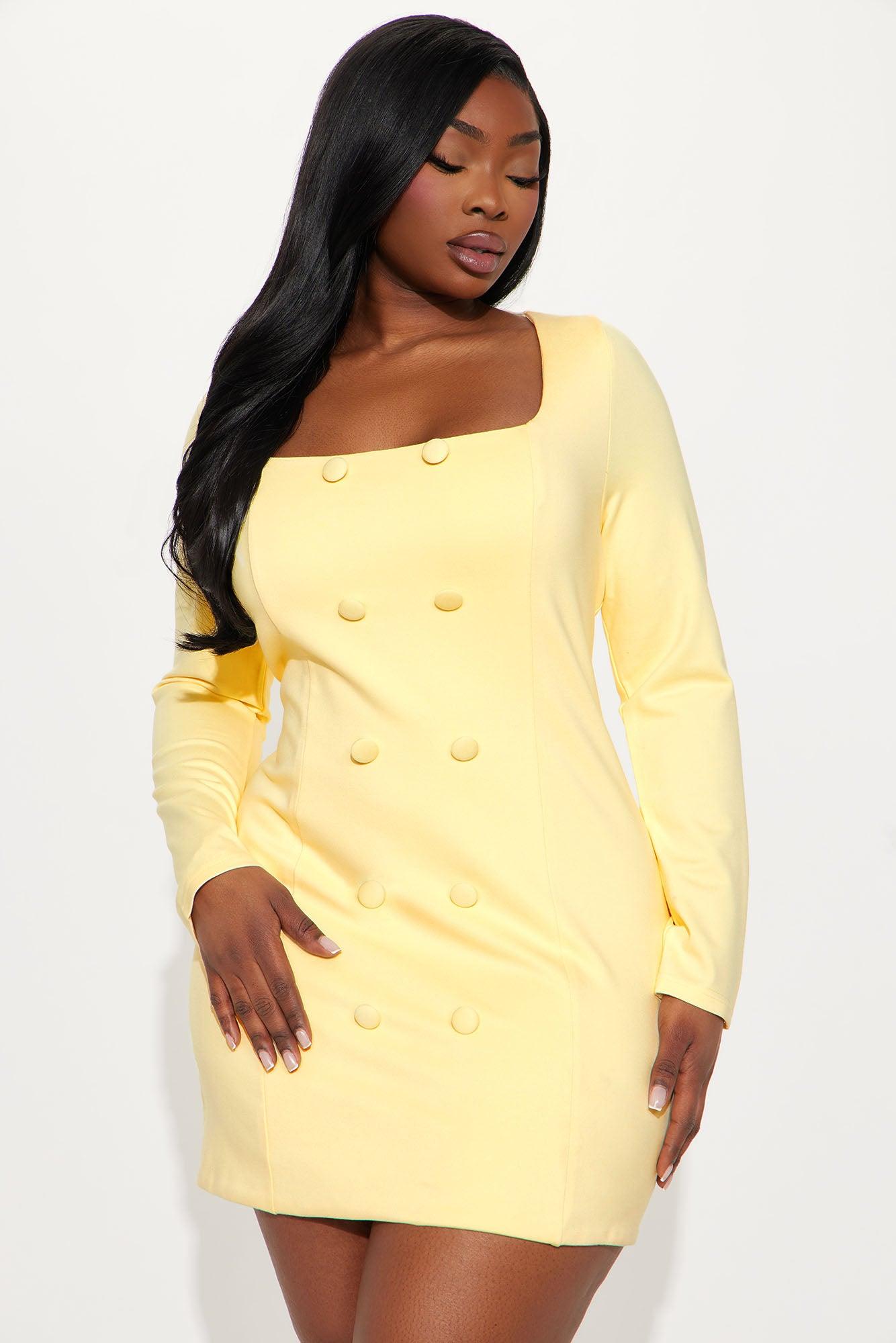 The Bri Ponte Mini Dress - Butter Yellow Product Image