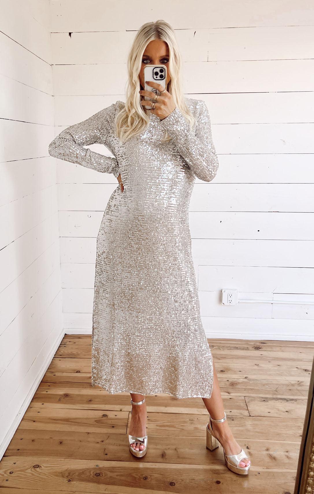 Maddison Dress ~ Platinum Sequins Product Image
