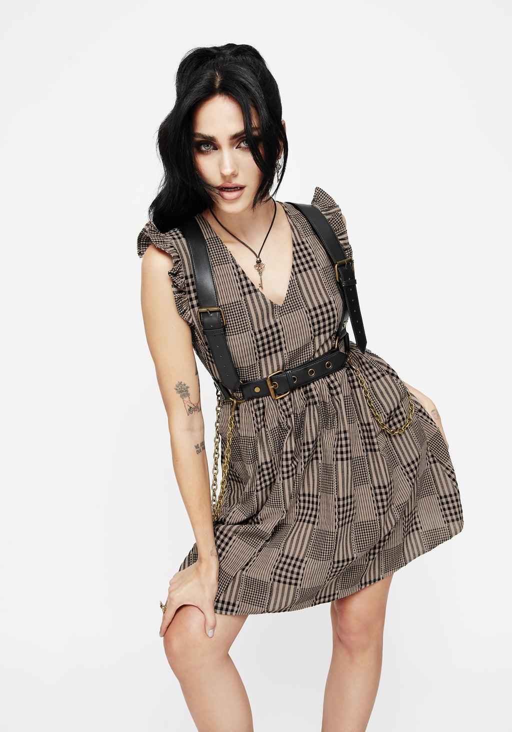 Mabel Check Mini Skater Dress Product Image