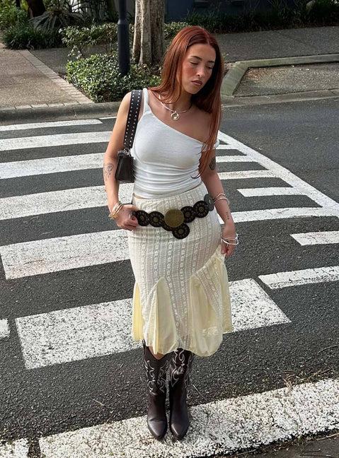 Messenger One Shoulder Top White Product Image