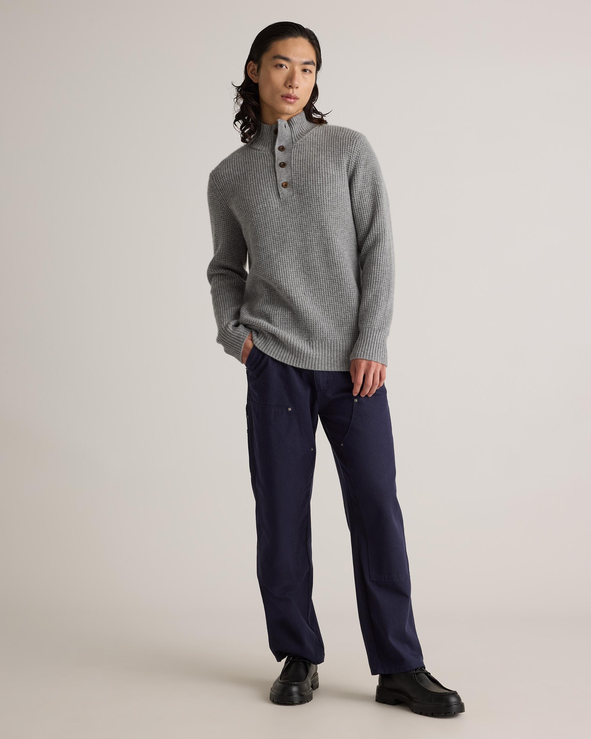 Quince | Men's Mongolian Cashmere Waffle Quarter Button Sweater Product Image