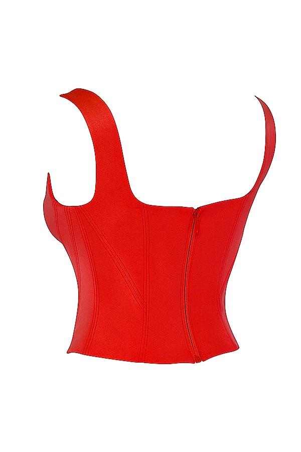Rafa  scarlet satin longline corset Product Image