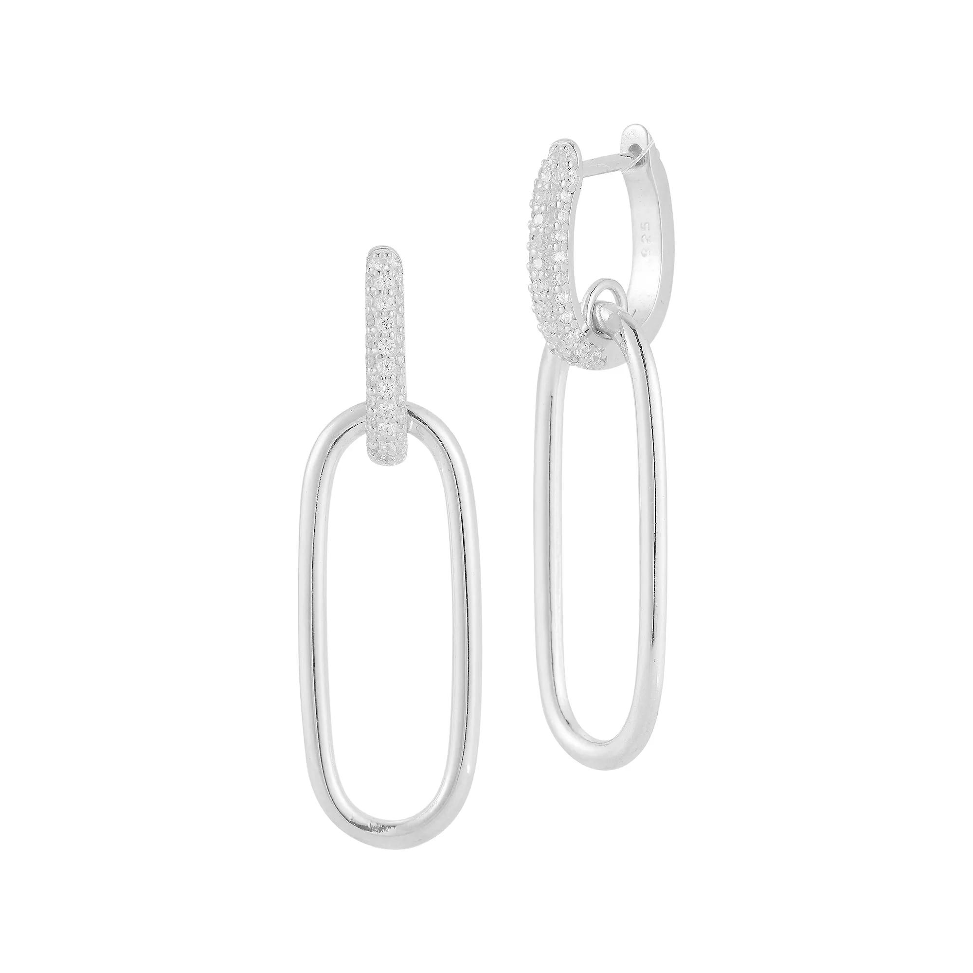 Sunkissed Sterling Cubic Zirconia Open Drop Earrings, Women's, Silver Tone Product Image