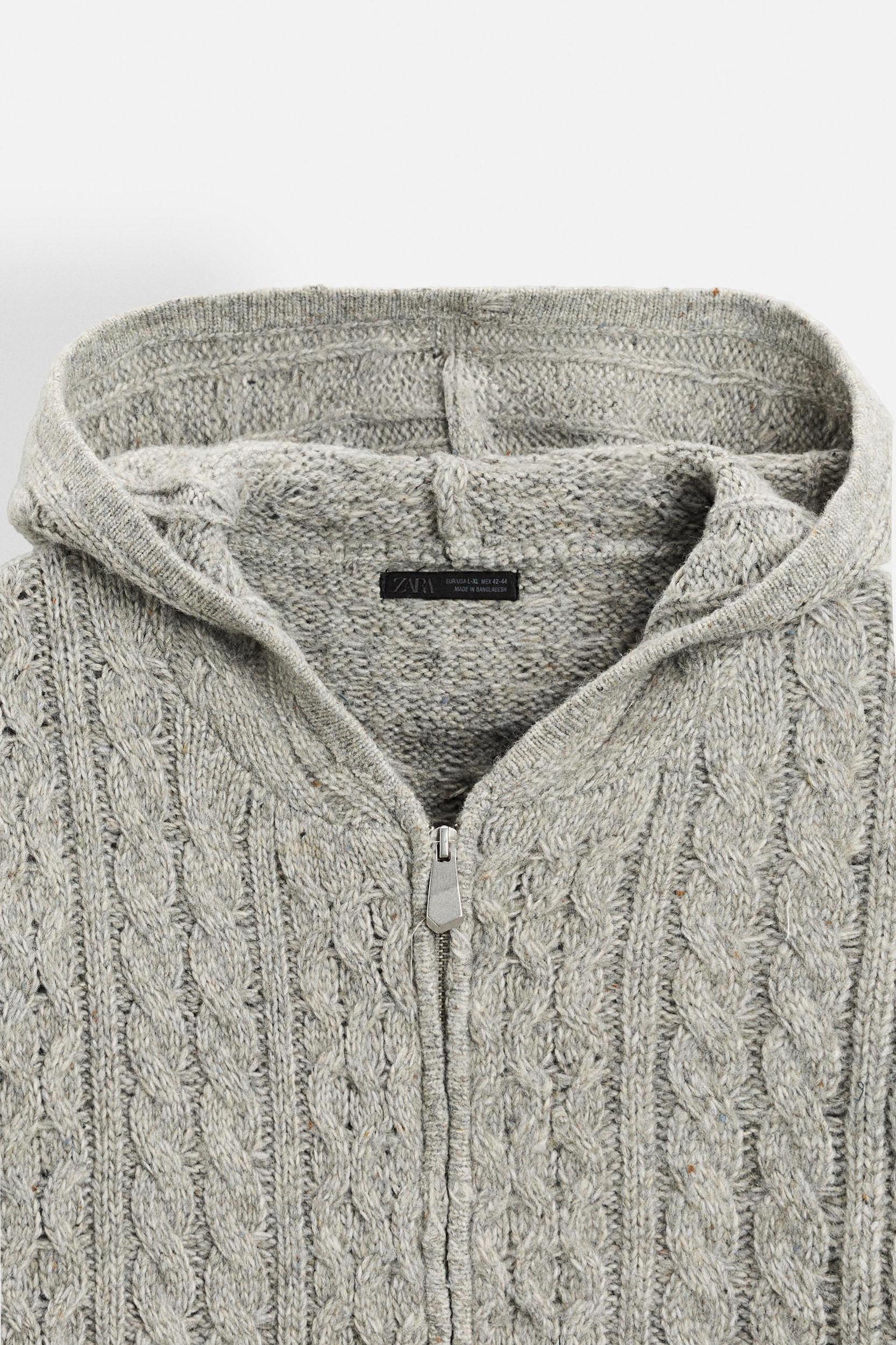 HOODED TEXTURED CARDIGAN Product Image