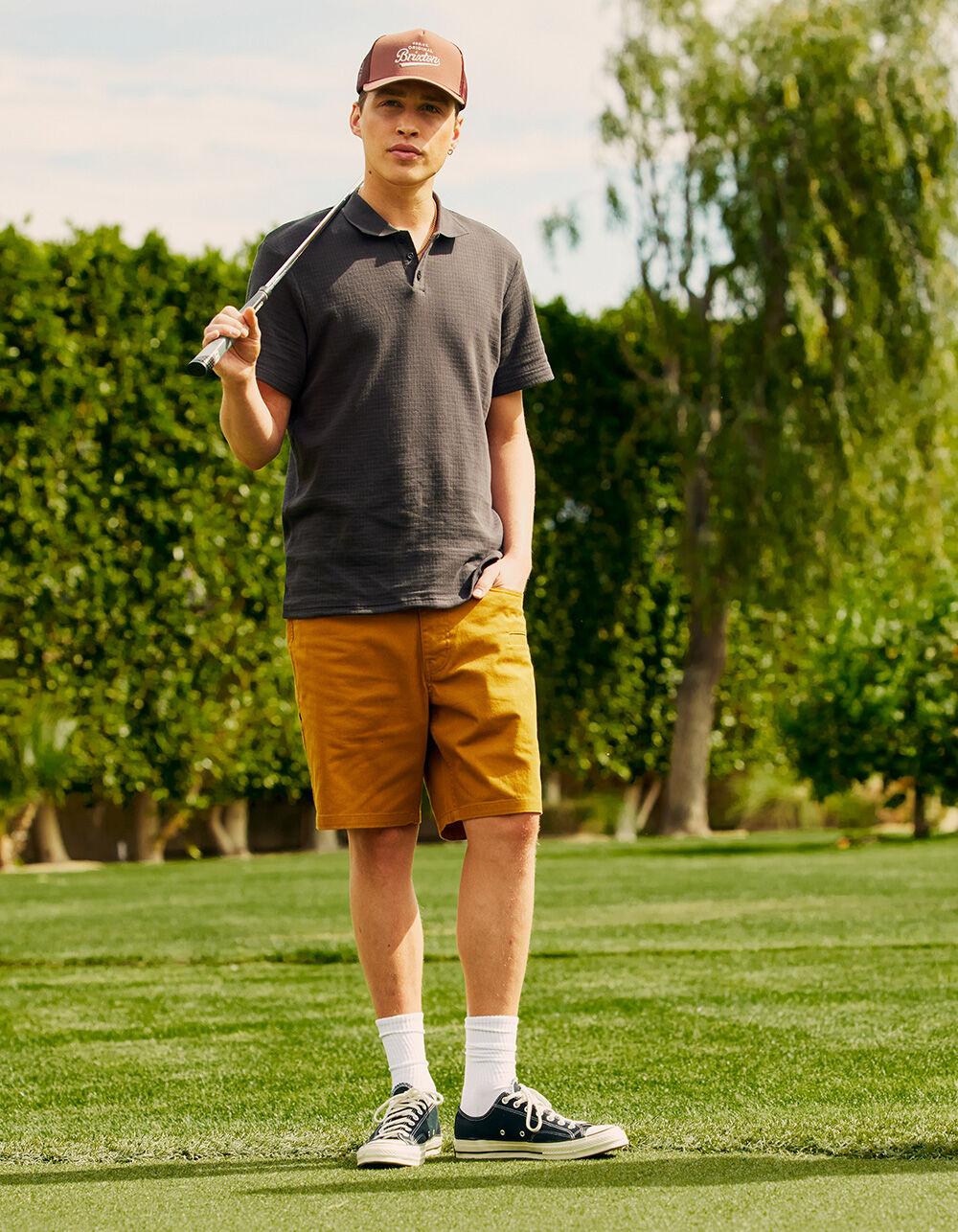 BRIXTON Waffle Mens Polo Shirt - WASHED BLACK Product Image