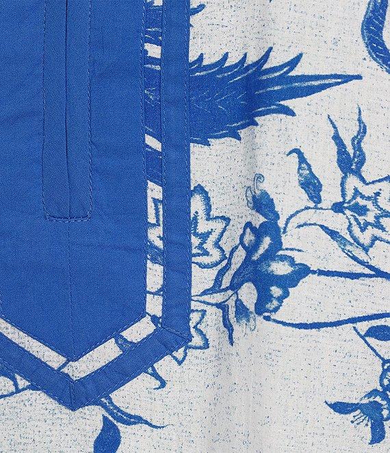 Ro's Garden Tokyo Printed Mandarin Collar 3/4 Sleeve Tunic Product Image