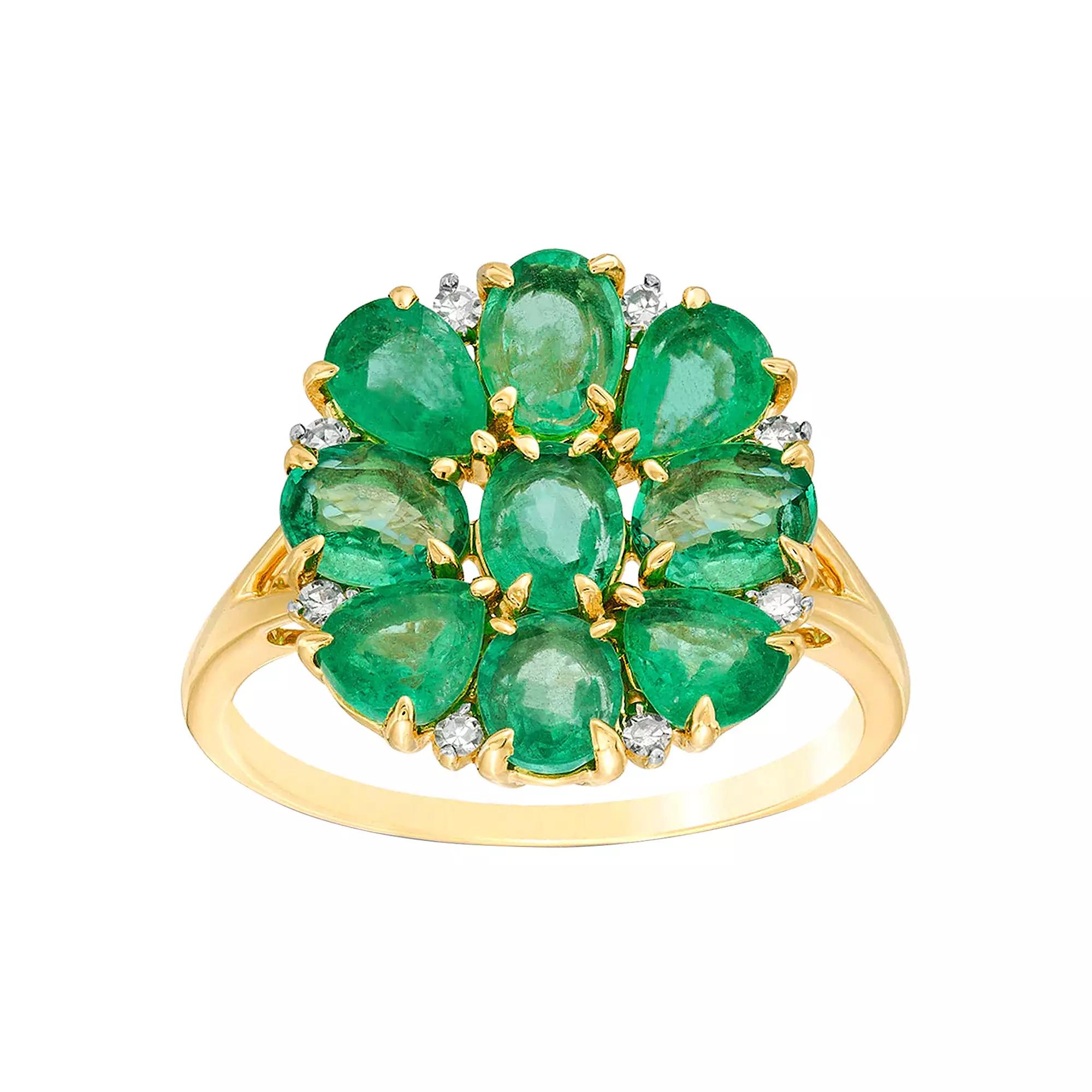 Gemminded 10k Gold Emerald & Diamond Accent Ring, Women's, Size: 5 Product Image