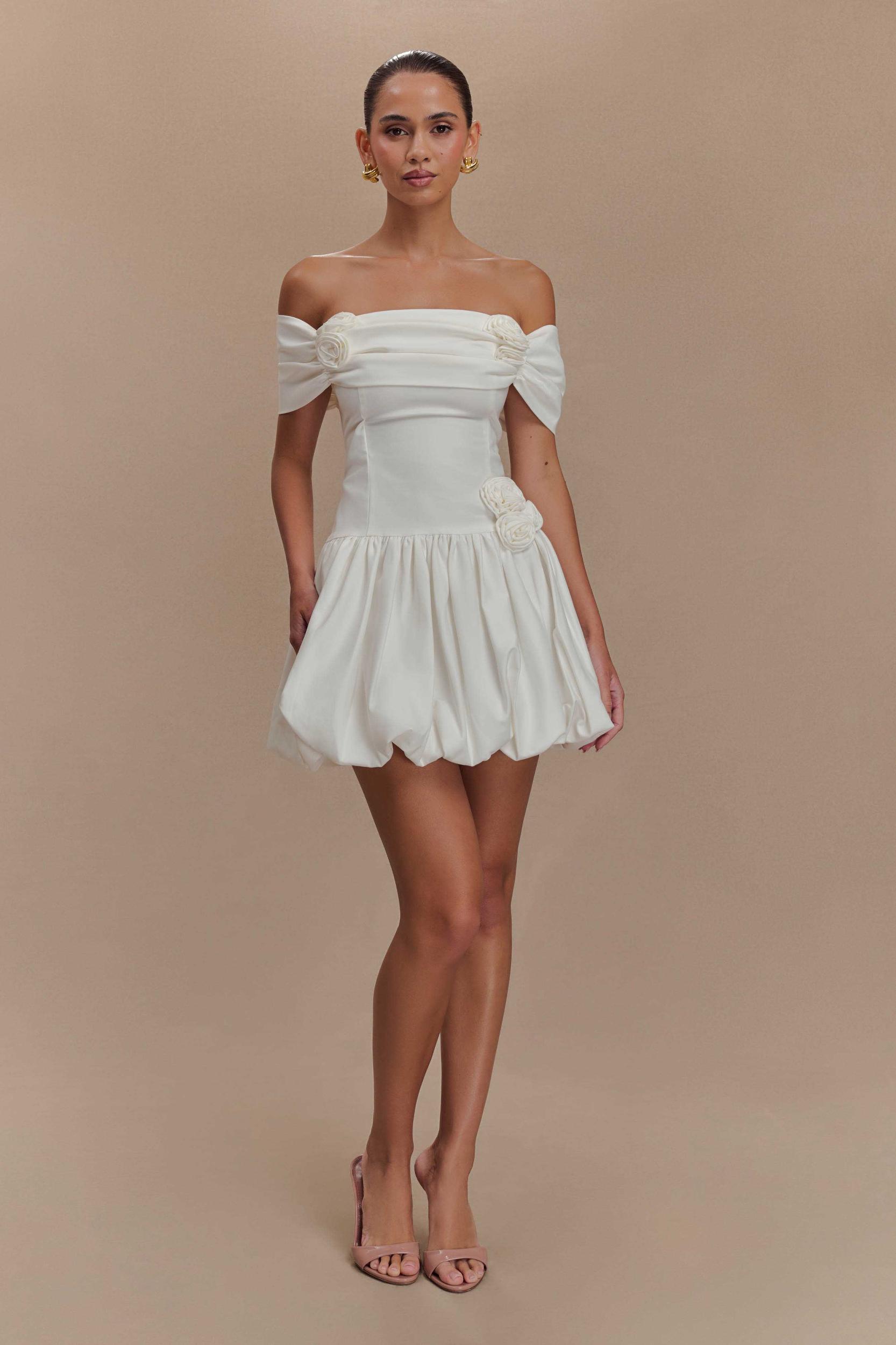 Giovanna Off Shoulder Mini Dress - White Product Image