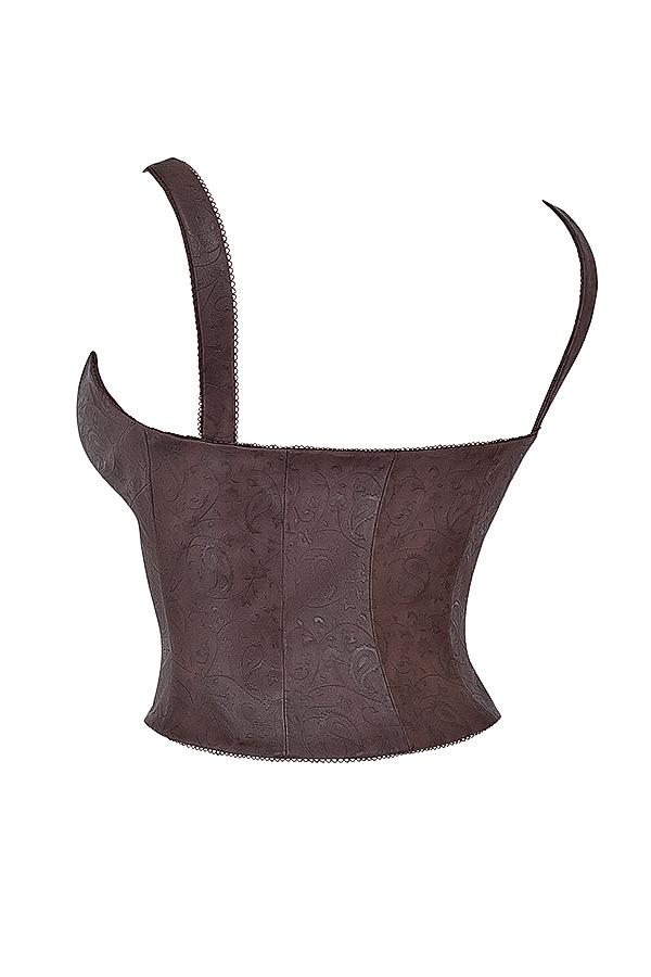 Pia  brown vegan leather corset Product Image