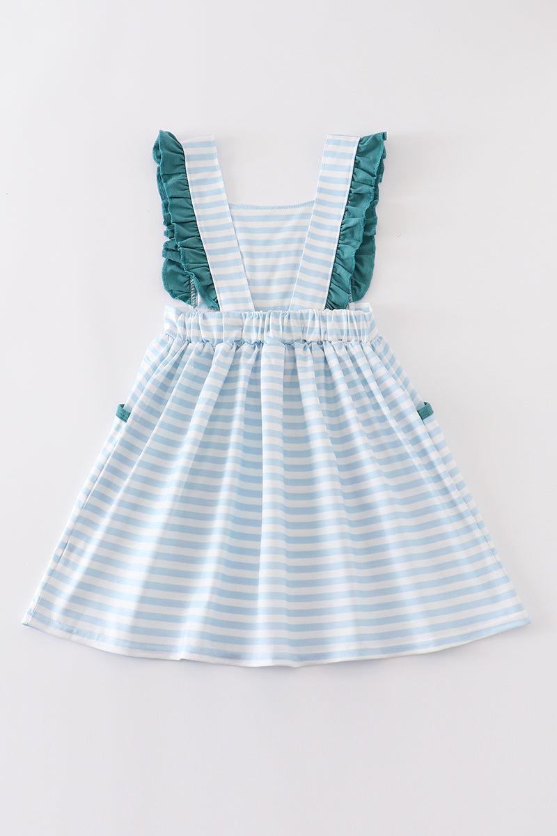 Blue stripe cow embroidery dress Product Image