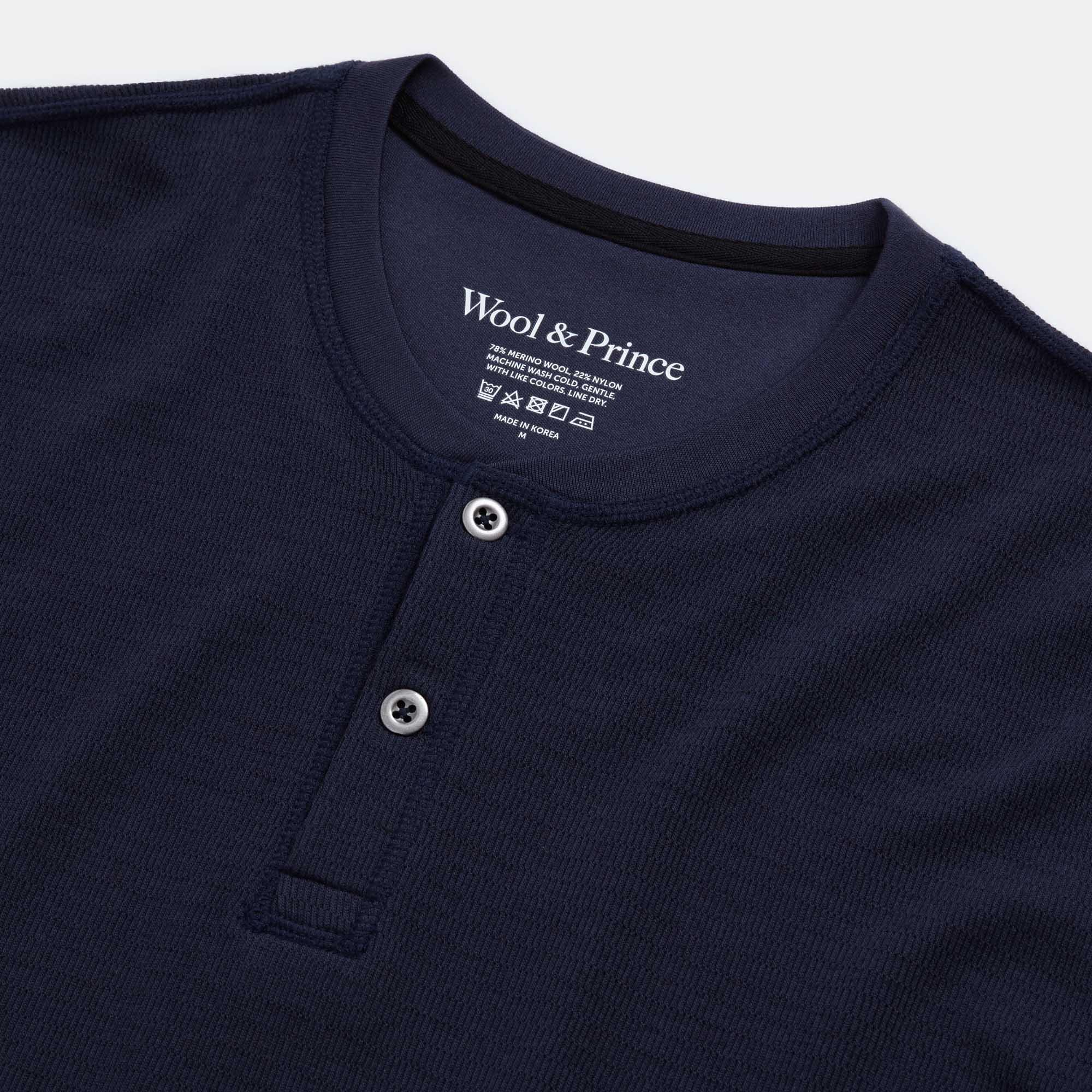 Merino Wool Waffle Henley | Washed-Navy Product Image
