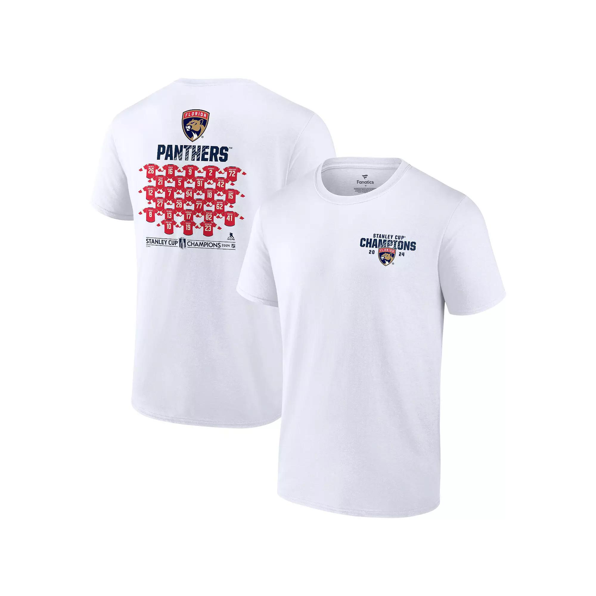 Men's Fanatics  White Florida Panthers 2024 Stanley Cup Champions Jersey Roster T-Shirt, Size: 5XL, Pnt White Product Image