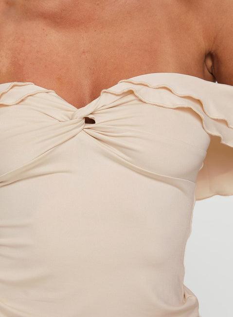 Flutter & Frills Top Beige Product Image