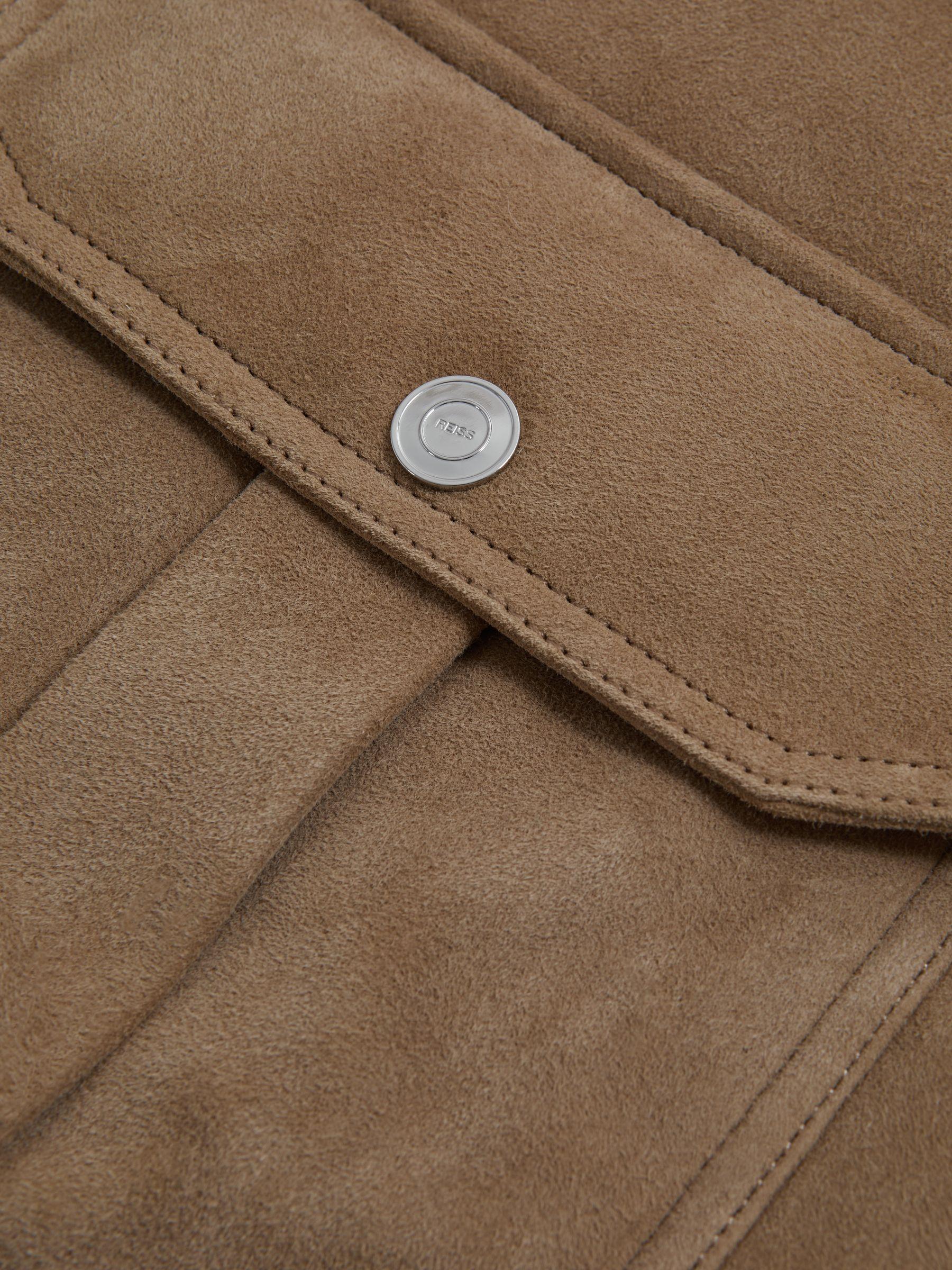 Suede Sheepskin Zip-Through Jacket in Stone Product Image