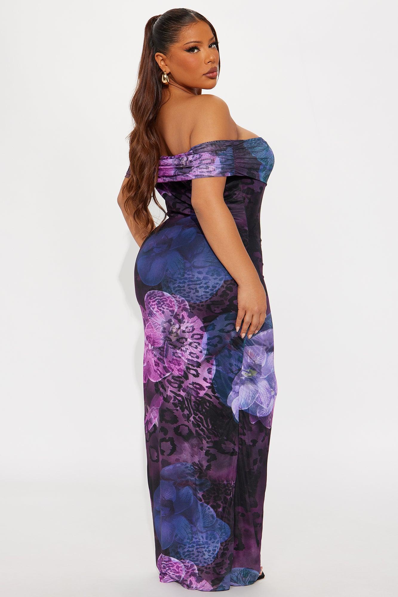Flirty Floral Maxi Dress - Purple/combo Female Product Image