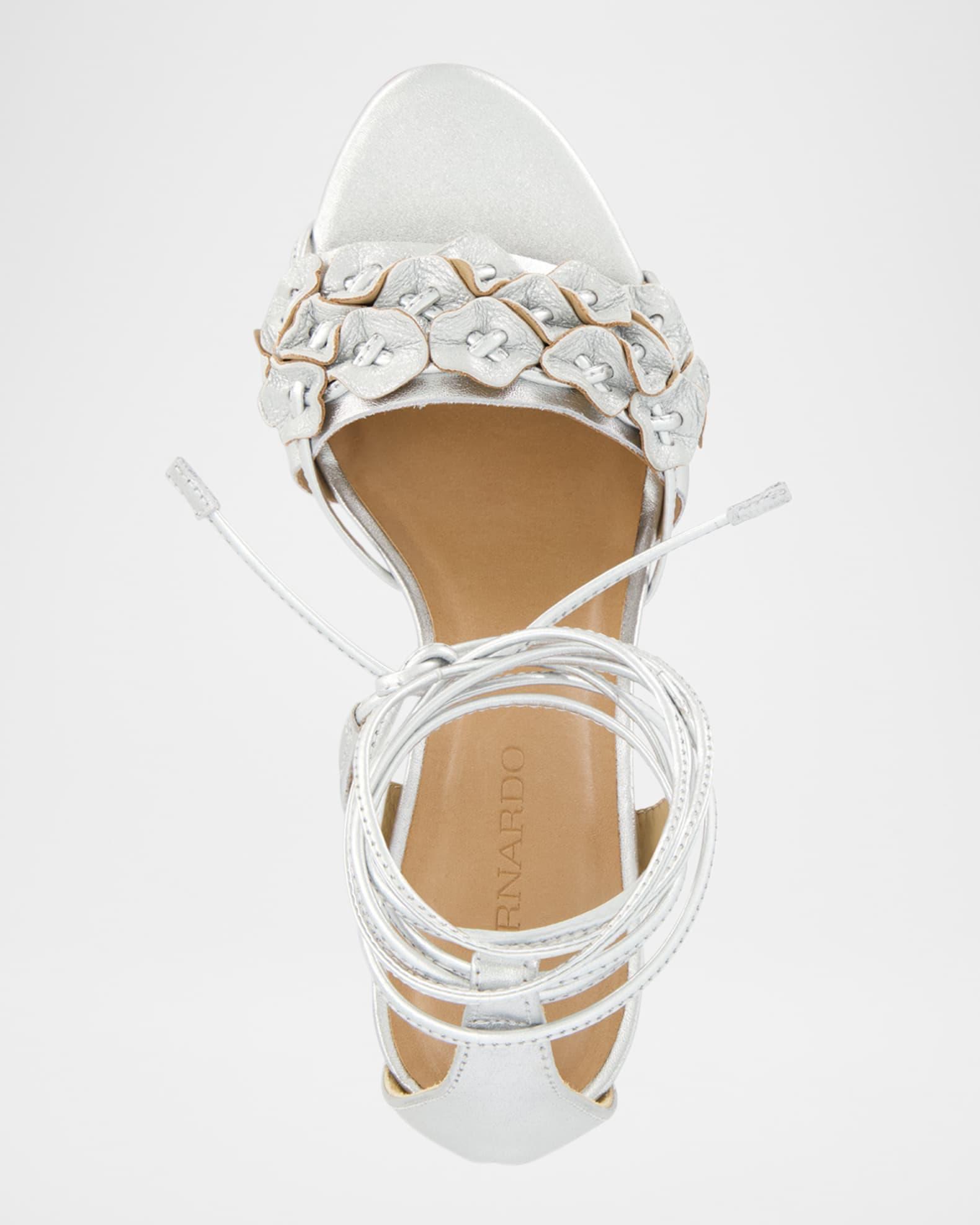 Metallic Floral Ankle-Wrap Sandals Product Image