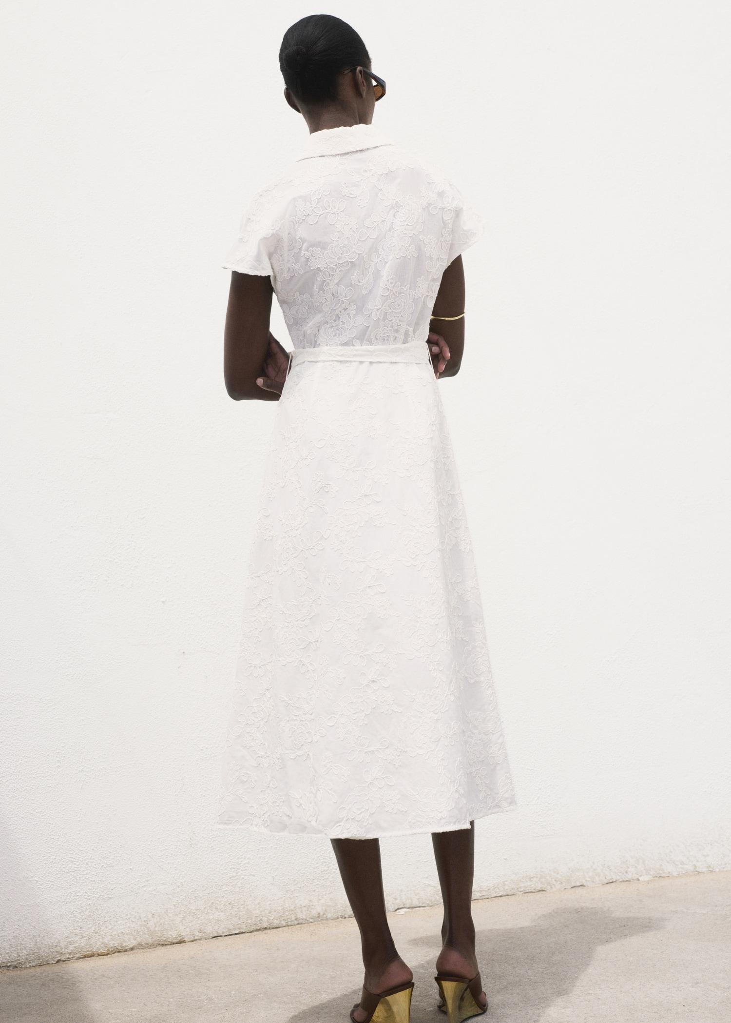 Embroidered shirt dress with belt - Women | MANGO USA Product Image