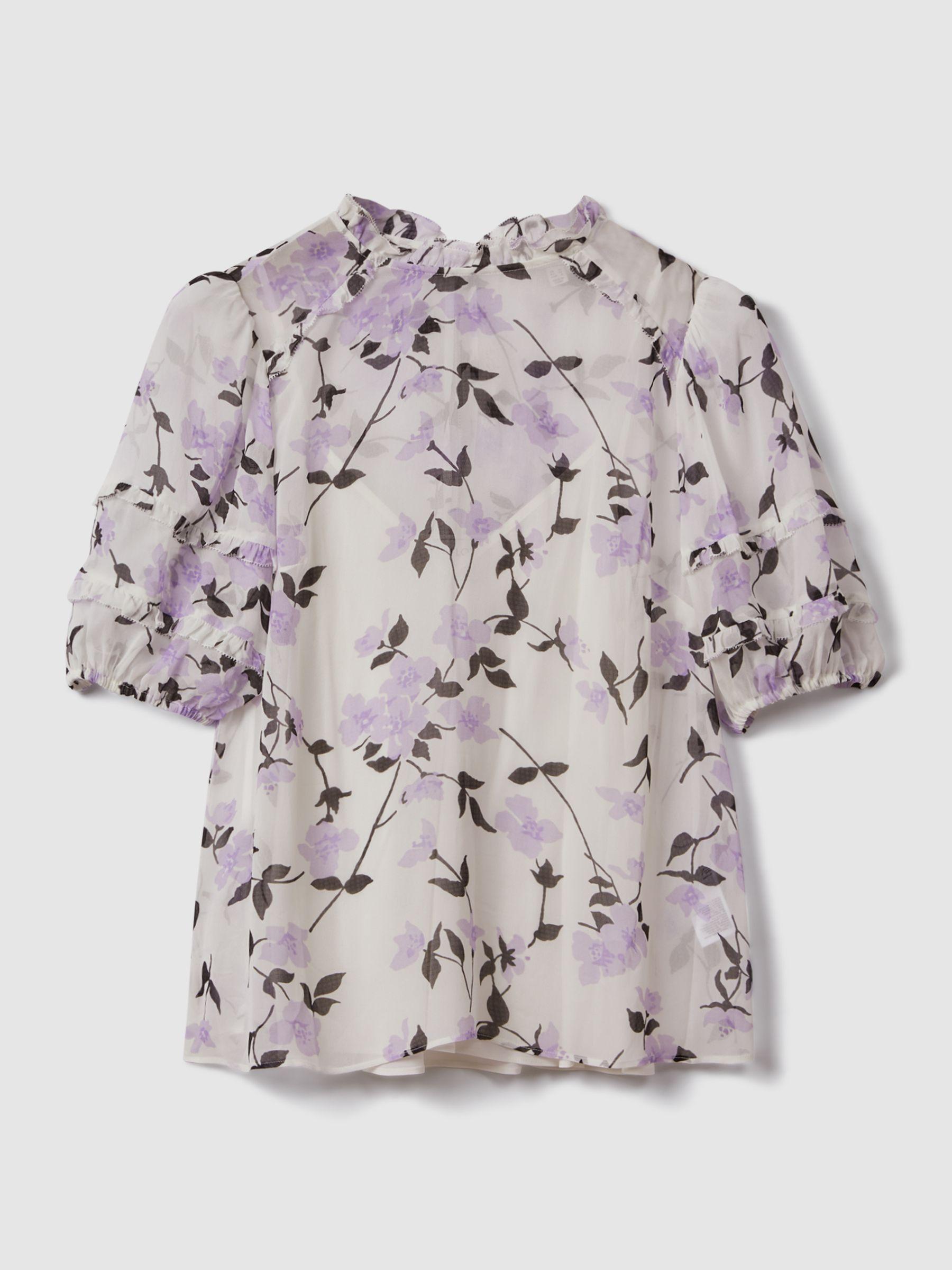 Florere Printed Puff Sleeve Blouse in Lilac Product Image