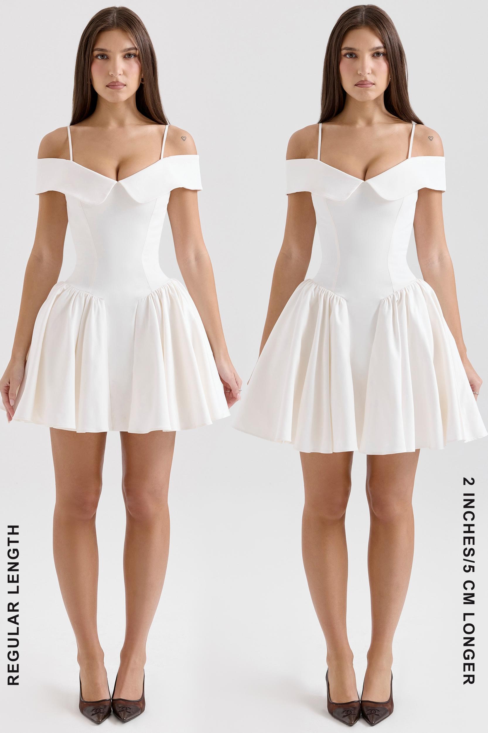 Elida  white twill off shoulder mini dress Product Image