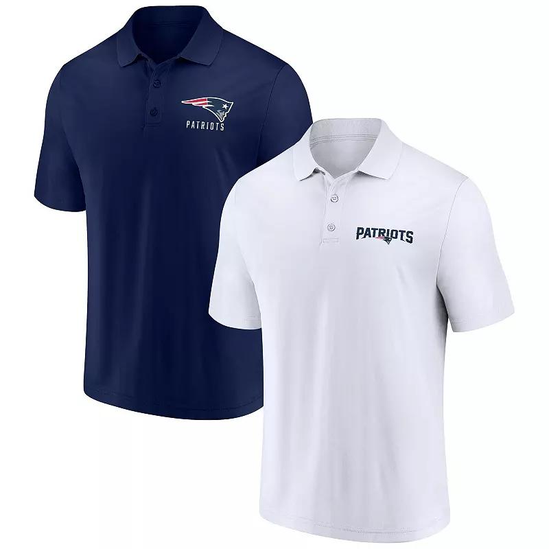 Men's Fanatics Branded White/Navy New England Patriots Lockup Two-Pack Polo Set,  Product Image