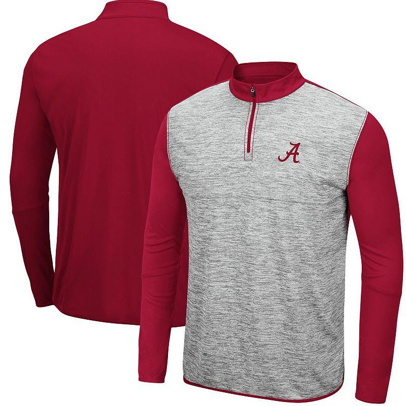Men's Colosseum Heathered Gray/Crimson Alabama Crimson Tide Prospect Quarter-Zip Jacket, Size: Large, Grey Product Image