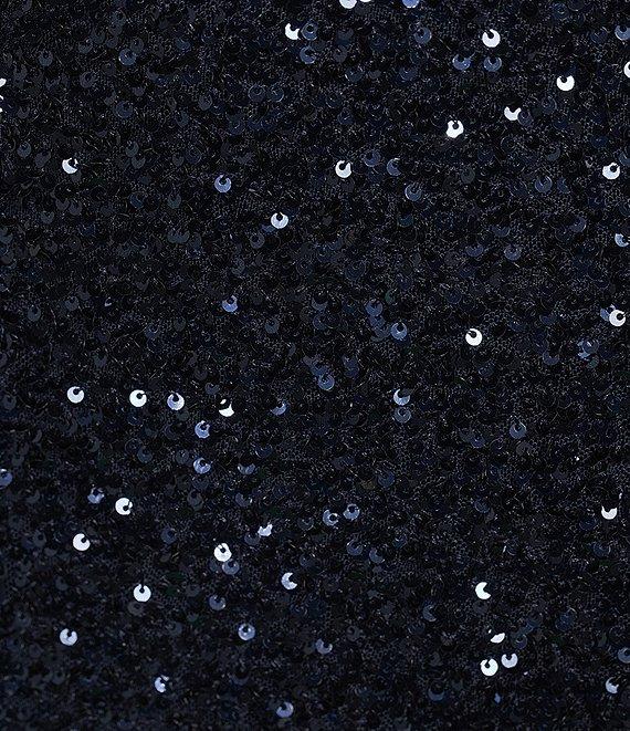 B. Darlin Mesh Sequin Spaghetti Strap V-Neck Dress Product Image