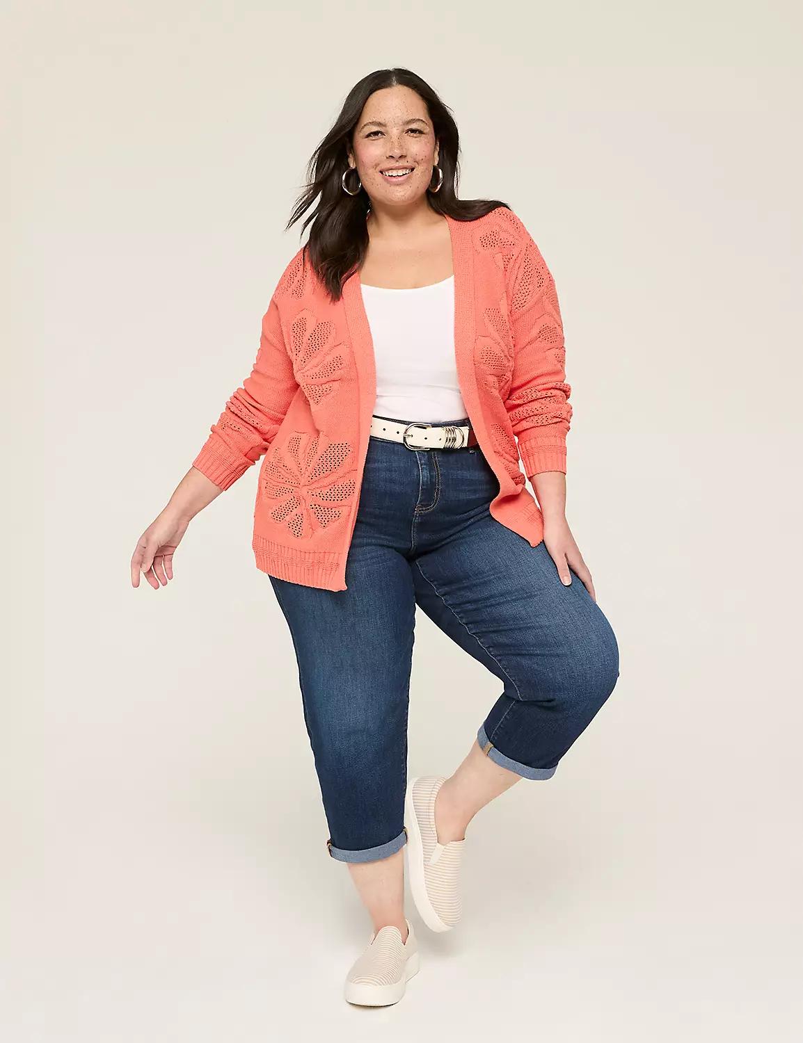 Floral Jacquard Open-Front Cardigan Product Image