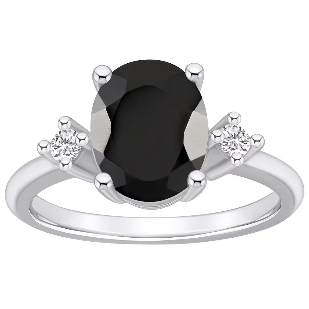 Alyson Layne 14k Gold Oval Black Onyx & 1/10 Carat T.W. Diamond Ring, Women's, Size: 8 Product Image