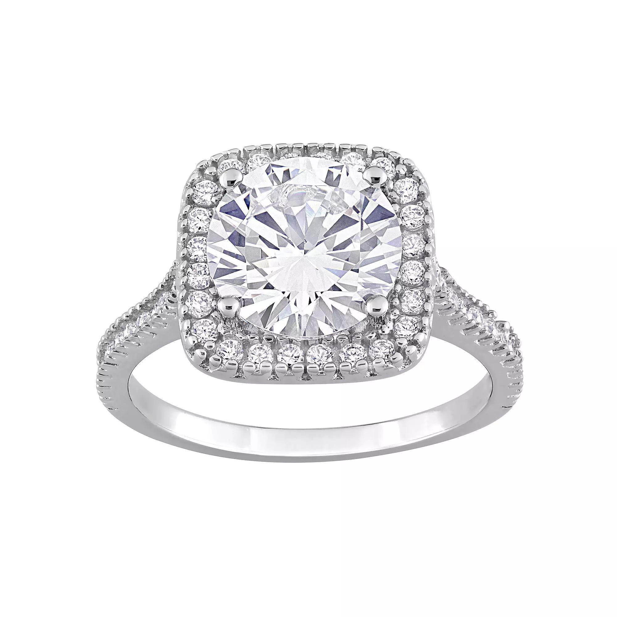 Stella Grace Sterling Silver Cubic Zirconia Halo Engagement Ring, Women's,  Product Image