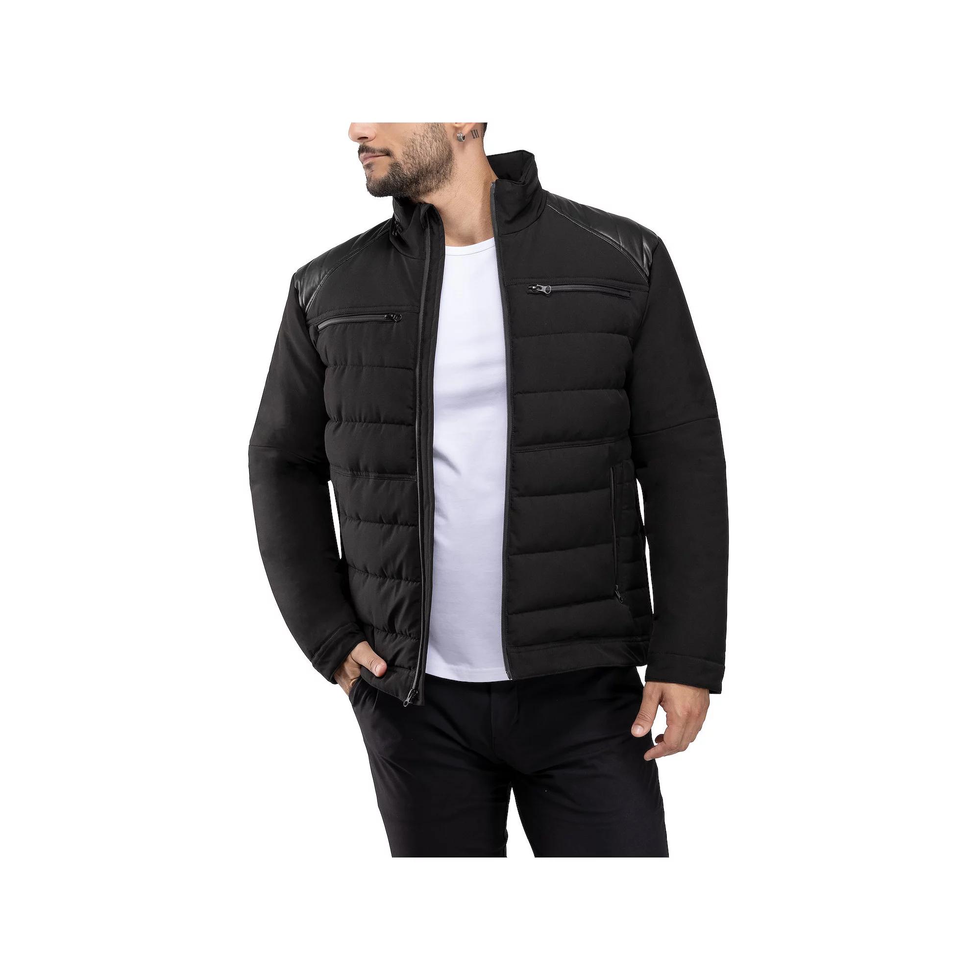 Men's Xray Puffer Jacket with Faux Leather Shoulder,  Product Image