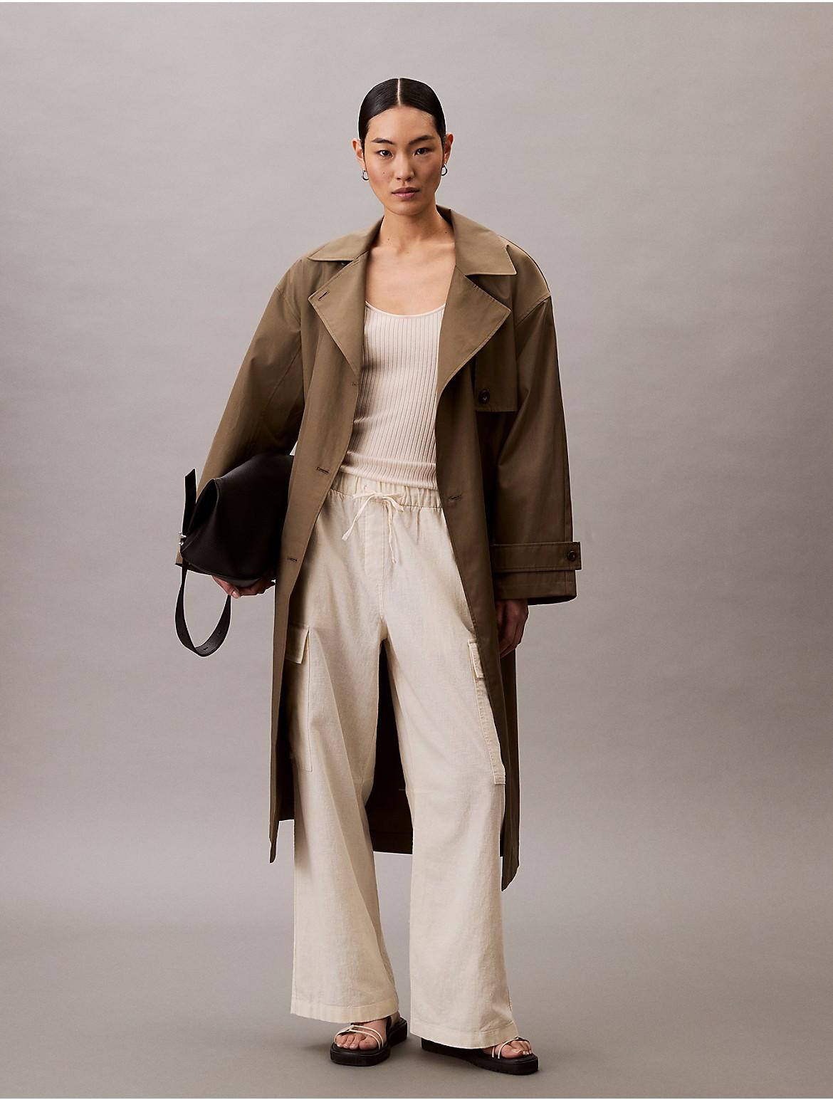 Calvin Klein Womens Linen Blend Cargo Pants - Brown Product Image