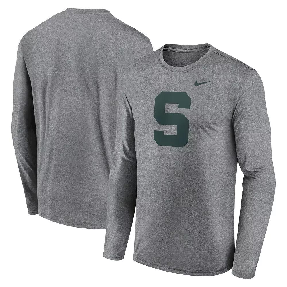 Men's Nike Heather Gray Michigan State Spartans Primetime Alternate Logo Legend Long Sleeve T-Shirt,  Product Image