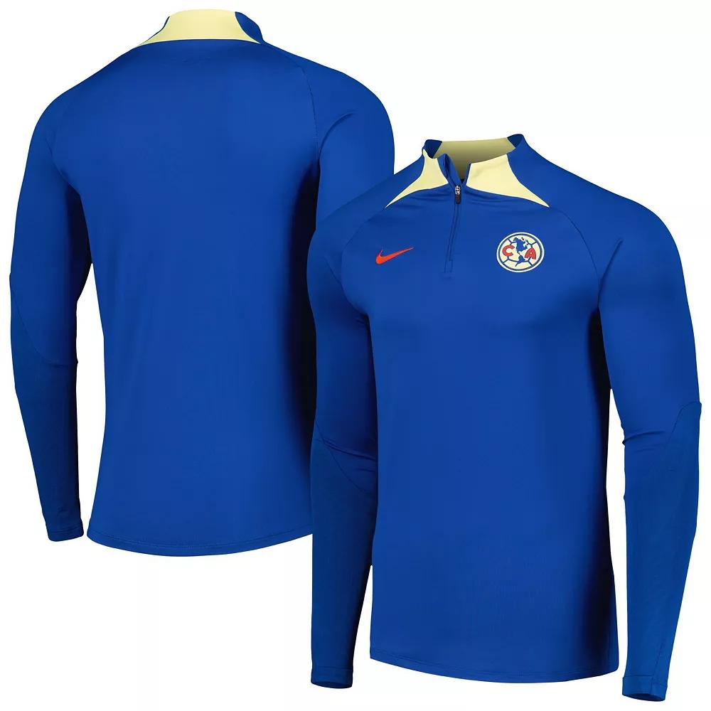 Men's Nike Blue Club America Strike Drill Performance Raglan Quarter-Zip Long Sleeve Top,  Product Image
