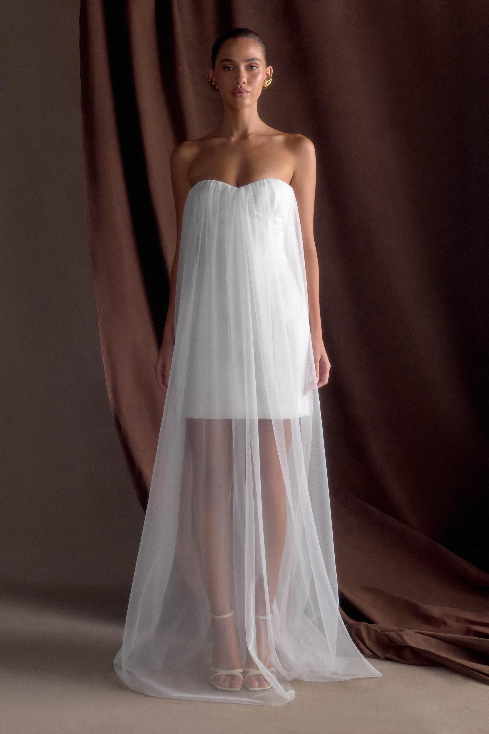 Bettany Chiffon Strapless Maxi Dress - White Product Image