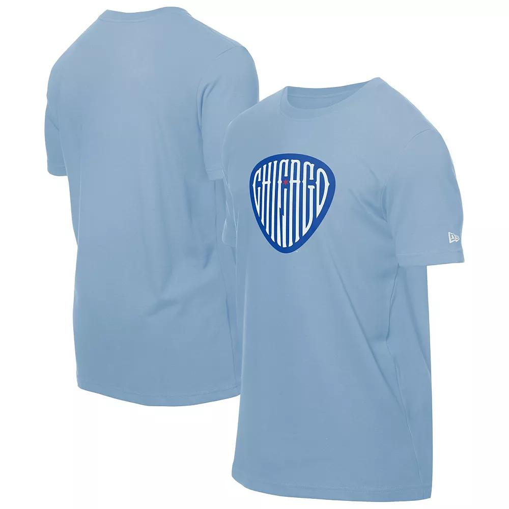Men's New Era  Light Blue Chicago Cubs Guitar Pick T-Shirt, Size: Small Product Image