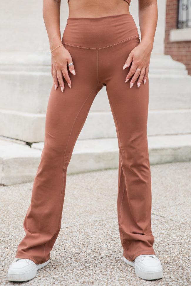 Get Moving Brown Flare Knit Leggings FINAL SALE Product Image