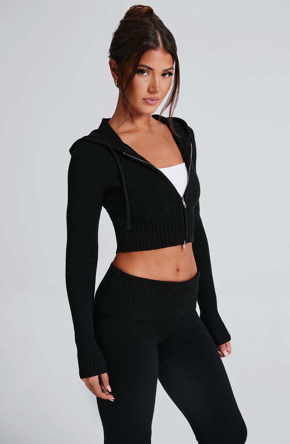 Portia Knit Hoodie - Black Product Image