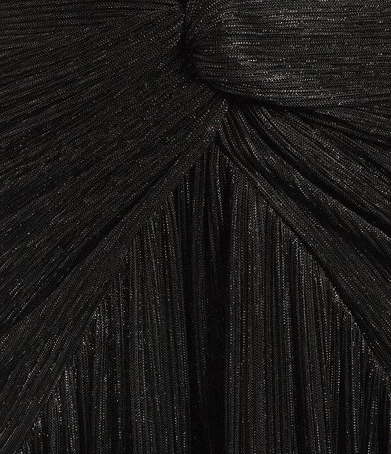 Gianni Bini Hazel Metallic Chiffon V-Neck Long Sleeve Cut Out Dress Product Image