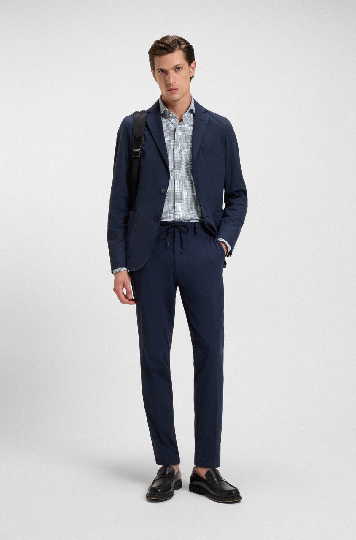 Printed slim-fit shirt in Italian-made performance-stretch jersey Product Image