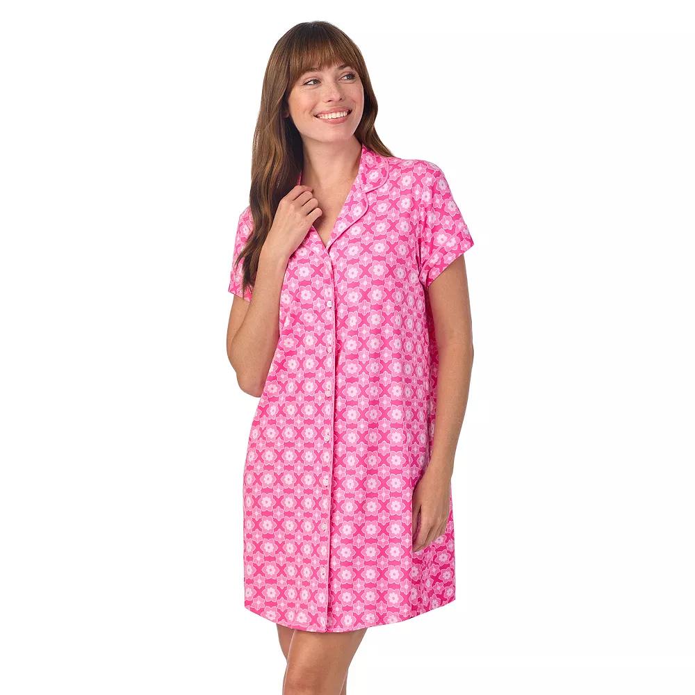 Women's Draper James Printed Cozy Short Sleeve Notch Collar Sleepshirt,  Product Image