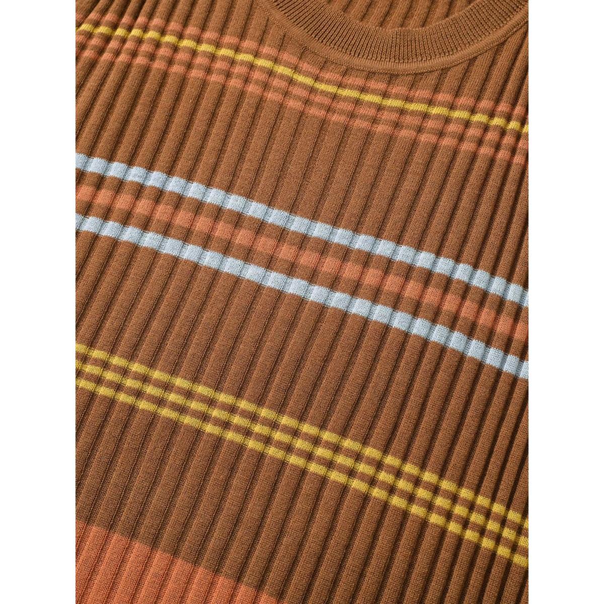 Plus Size Supersoft Essentials Contrast Striped Pullover Rust Women Casual Long Sleeve Round Neck Everyday Pullovers BloomChic 26/4X Product Image