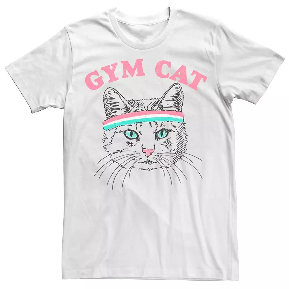 Men's Gym Cat Outline With Headband Tee,  Product Image