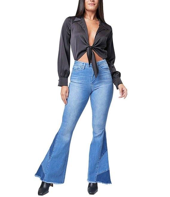 YMI Jeanswear High Rise Side Panel Detail Flare Jeans Product Image
