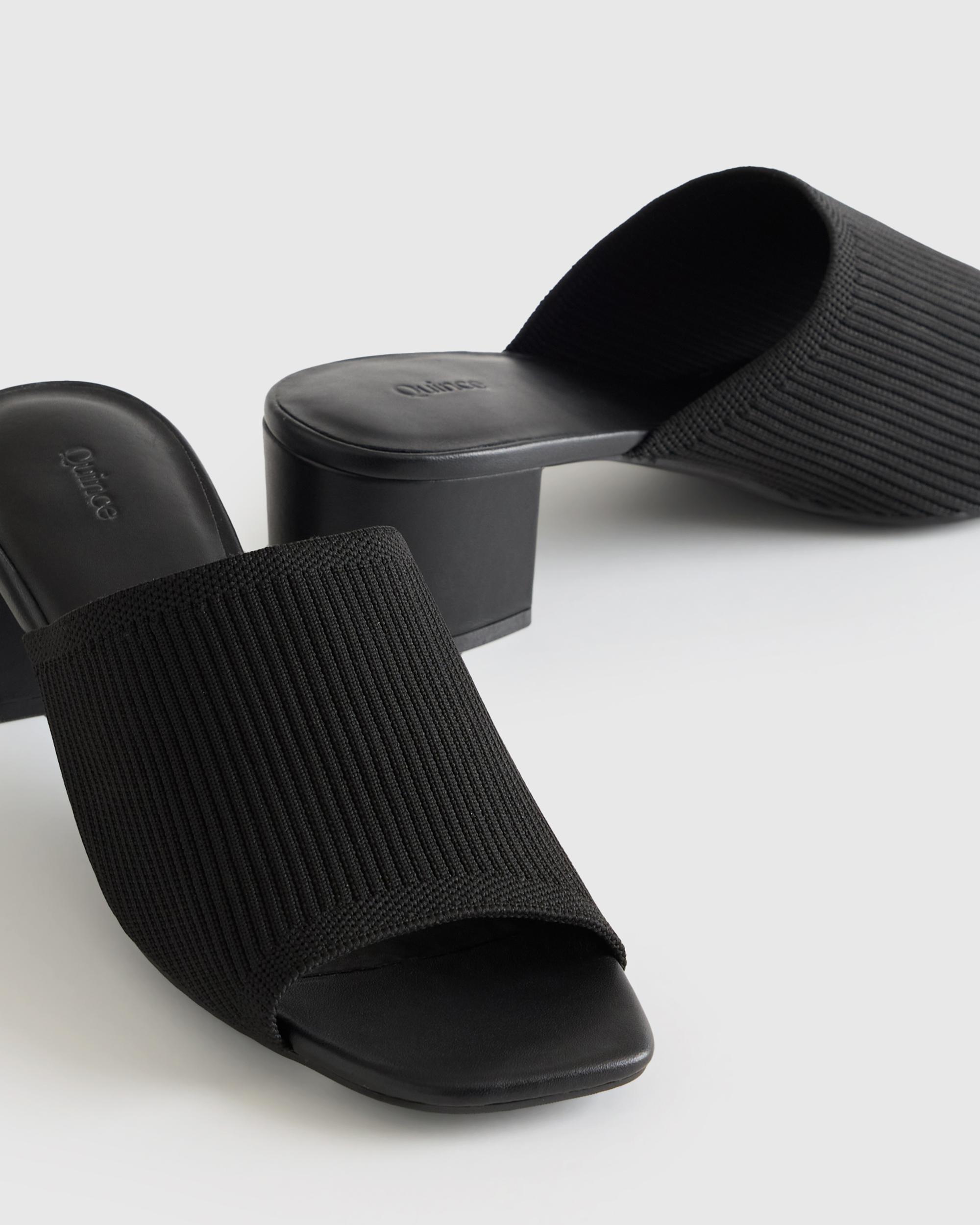 Quince | Women's Italian Leather & Eco Knit Heeled Mule Product Image