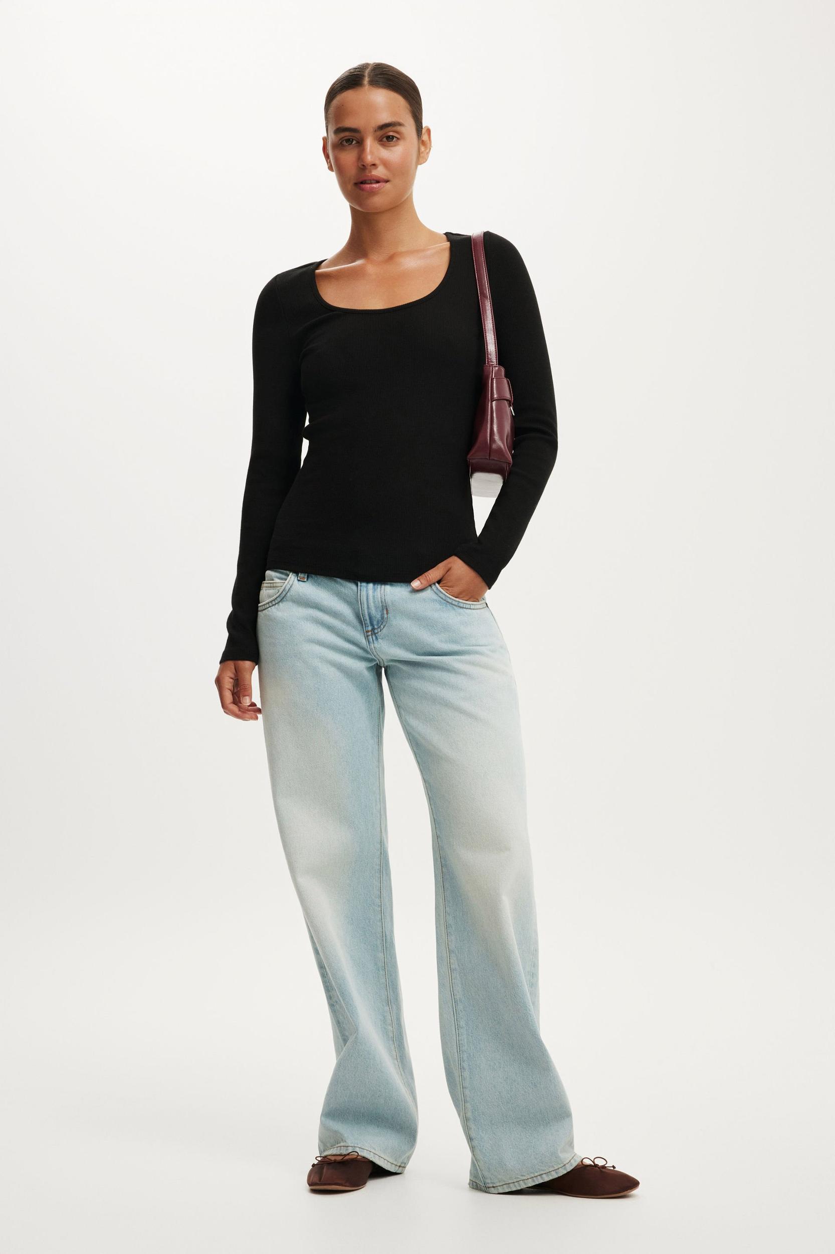 Scoop Neck Rib Long Sleeve Product Image