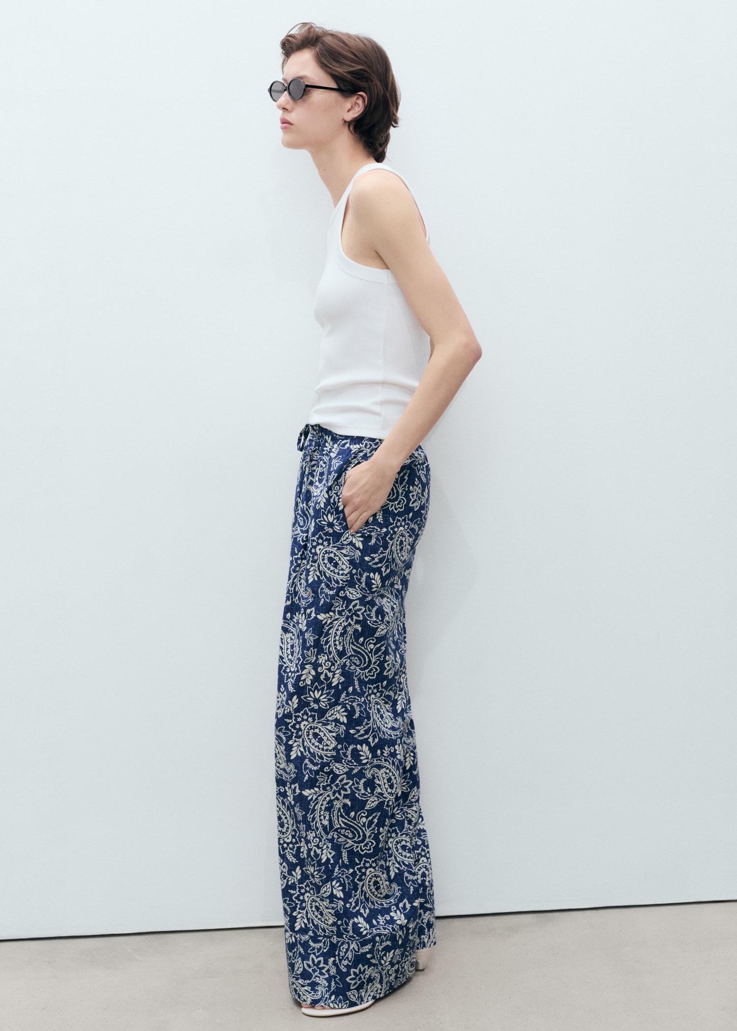 Printed cotton pants - Women | MANGO USA Product Image