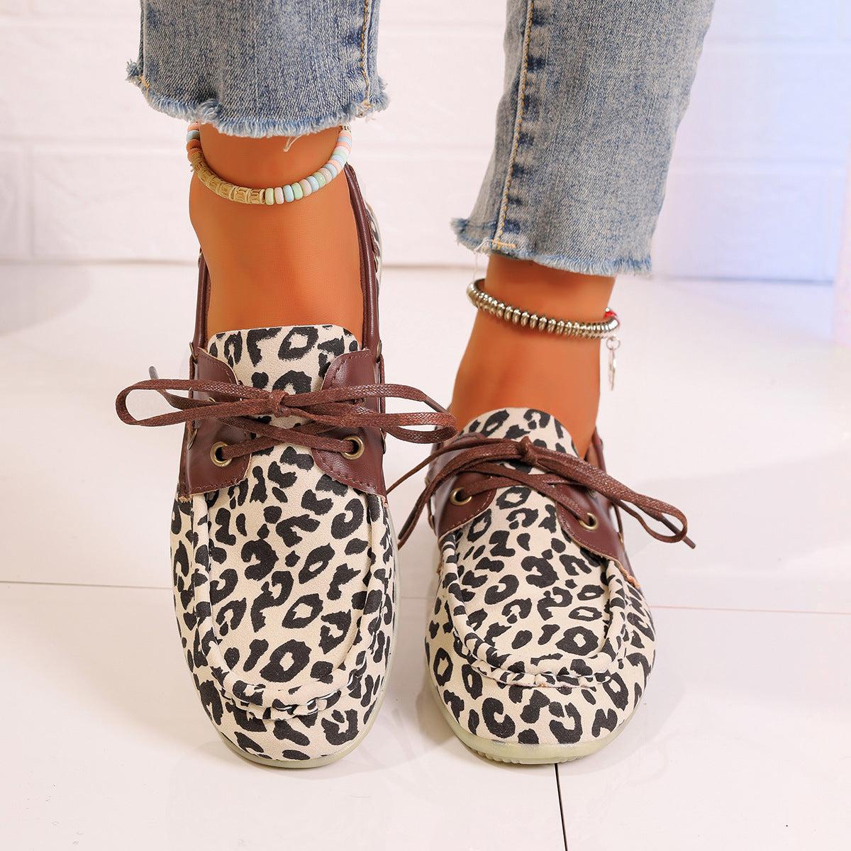 Lace Up Leopard Slip-Ons Product Image