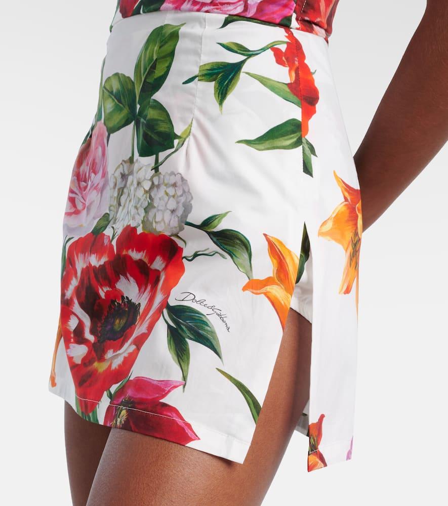 DOLCE & GABBANA Floral-printed Cotton Poplin Bustier Mini Dress In White Product Image