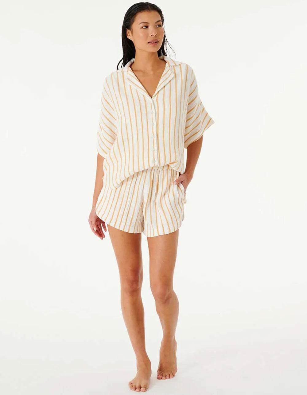 RIP CURL Premium Surf Stripe Womens Pull On Shorts - LT. GOLD Product Image